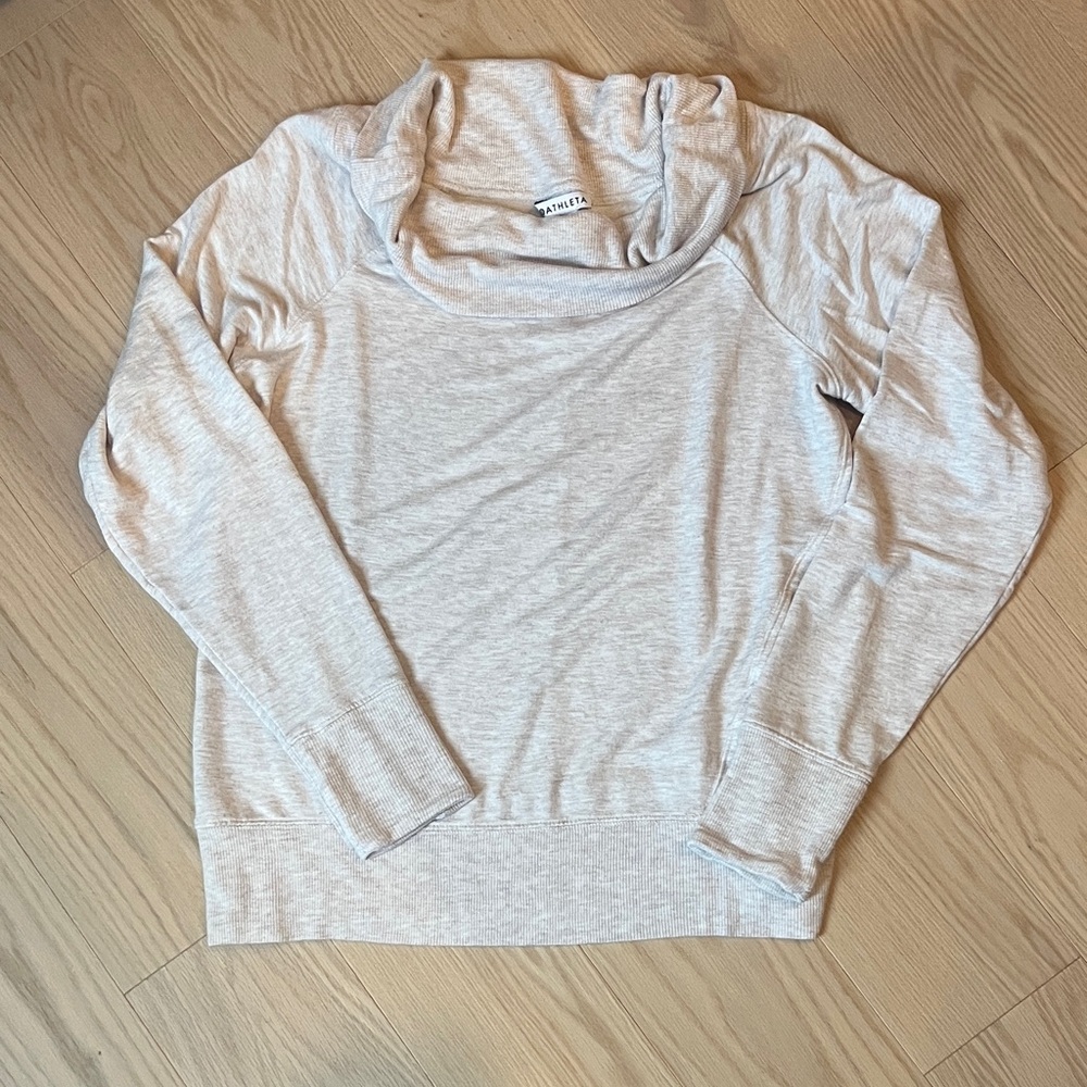Athleta Light Gray Cowl Neck Sweater